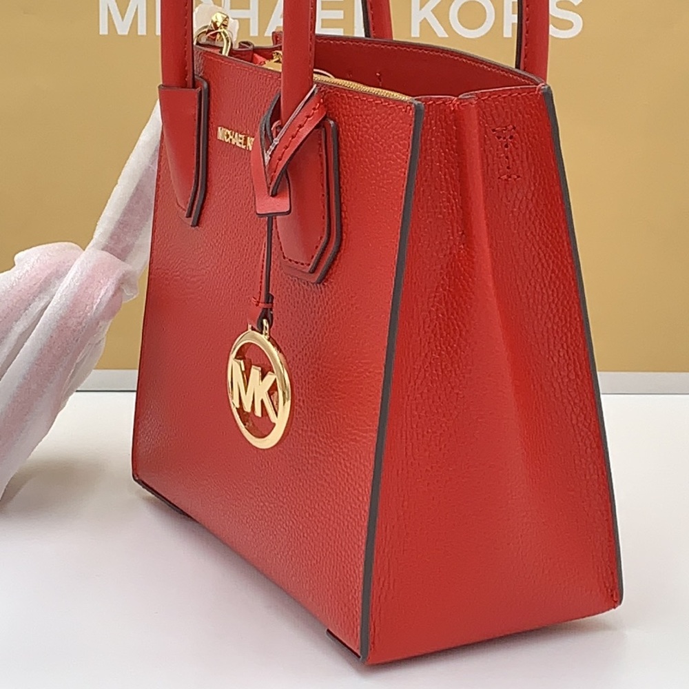MICHAEL KORS MERCER MEDIUM MESSENGER CROSSBODY BAG FLAME COLOR - Picture 3 of 14